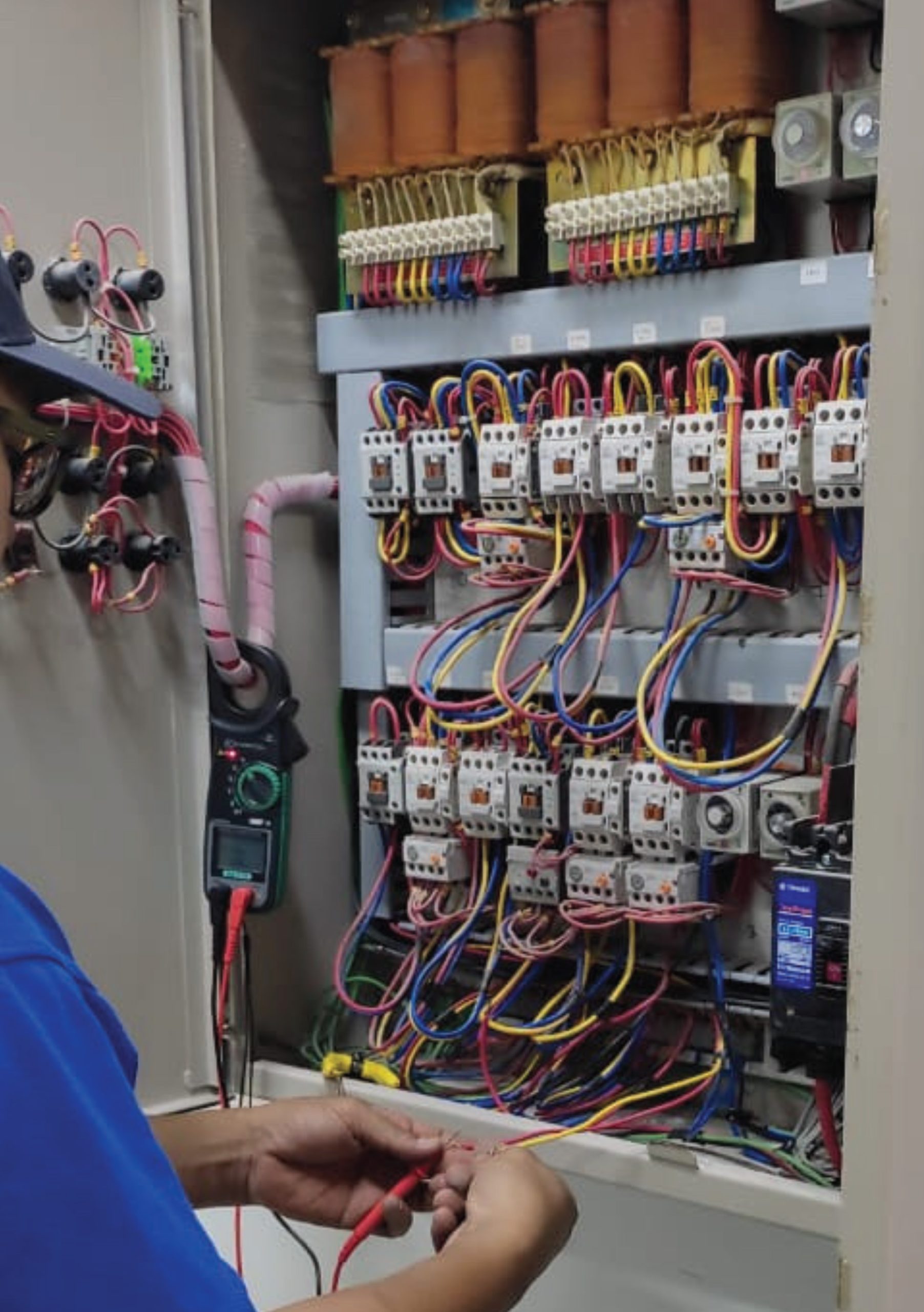 Technician doing wiring installation